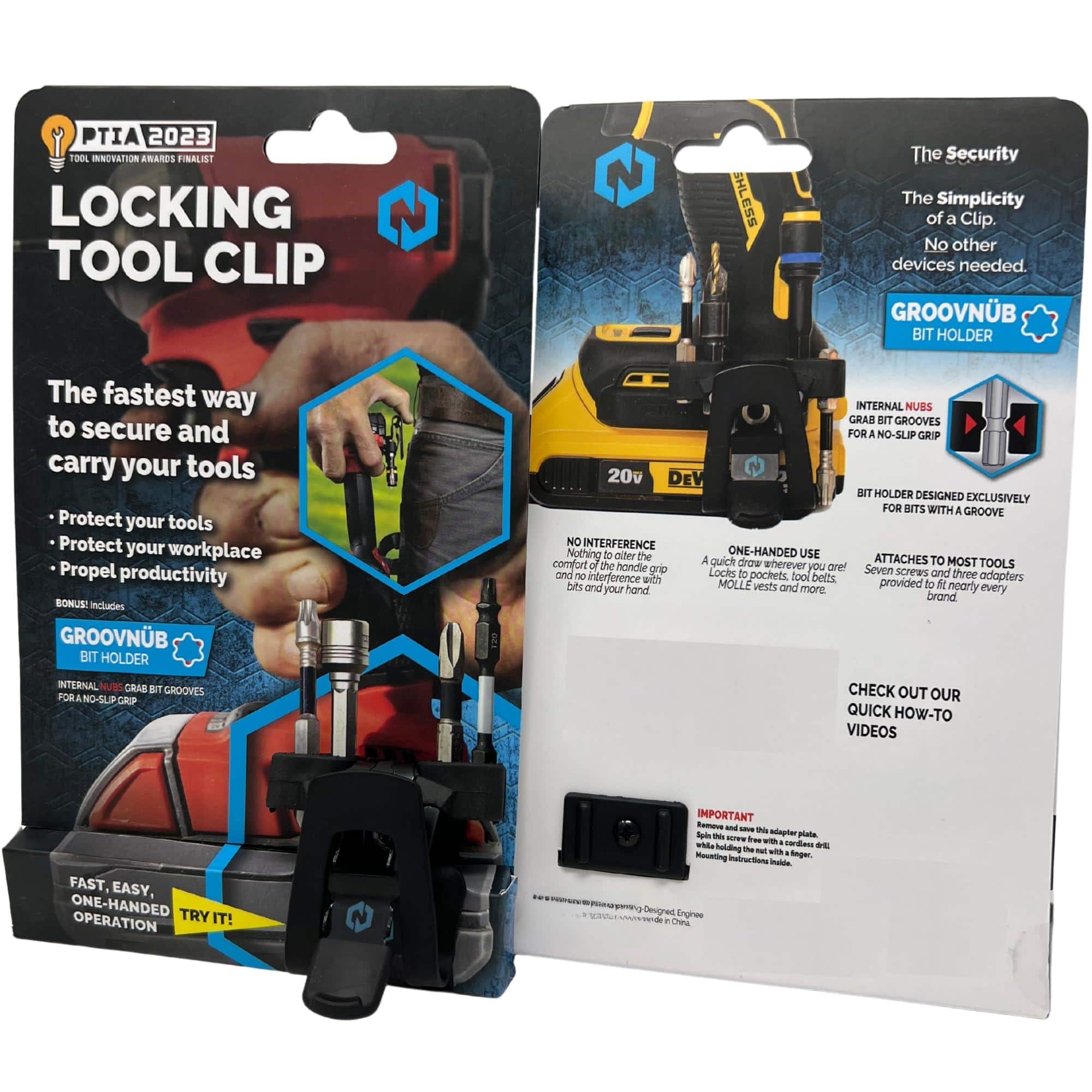 JETRANSPORT - Locking Drill Clip - A Tool Holster Alternative For Cordless Drills And Impact Drivers The Security Of - Blue Logo 1