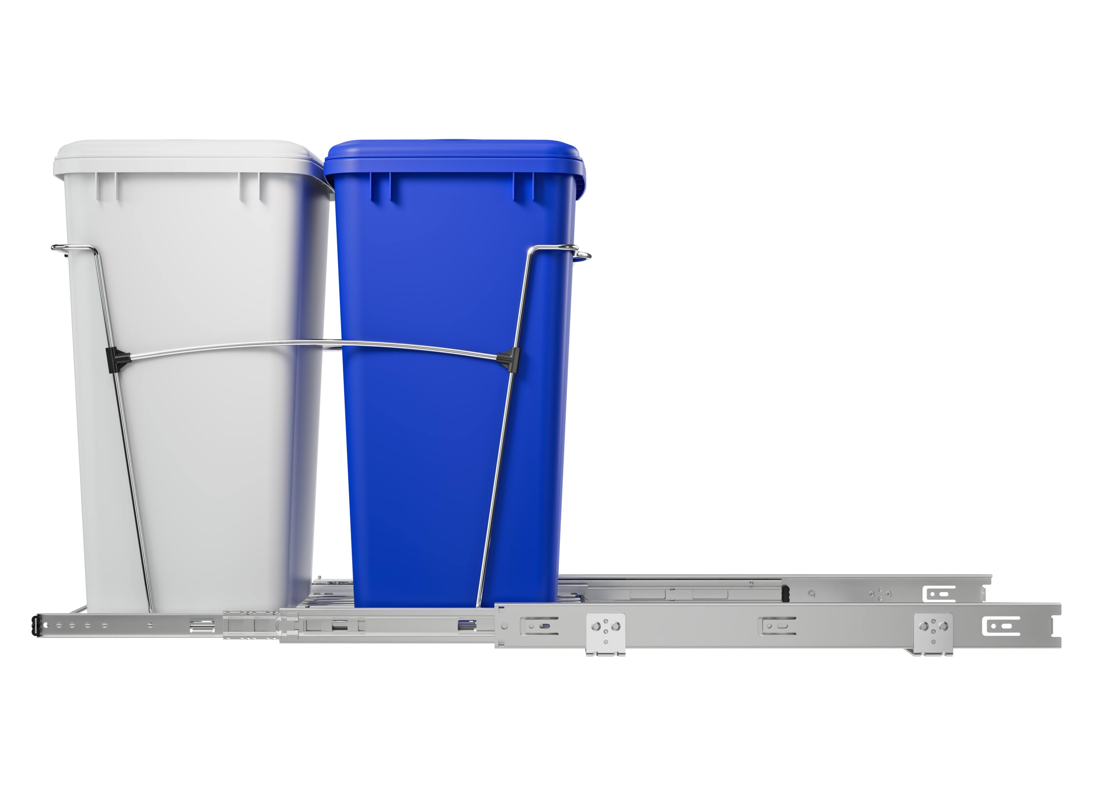 Alt View 7. Rev-A-Shelf - Rev-A-Shelf Double Pullout Trash Can 35 qt. for Kitchen, RV-18KD-11RC-S - Blue/white.