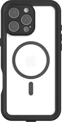 Front. Body Glove - Body Glove Tidal Waterproof with MagSafe Clear/Black Case - iPhone 16 Pro Max - Clear/Black.