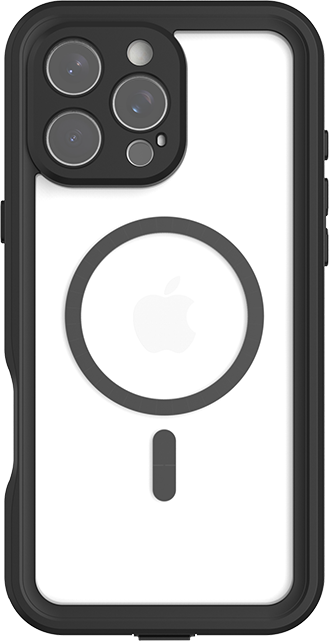 Front. Body Glove - Body Glove Tidal Waterproof with MagSafe Clear/Black Case - iPhone 16 Pro Max - Clear/Black.