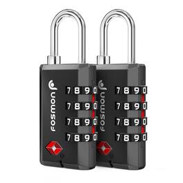 Fosmon - 2 Pack TSA Approved Luggage Lock, 4 Digit Combination Lock, Resettable Gym Locker Lock, Combo TSA Locks - Black