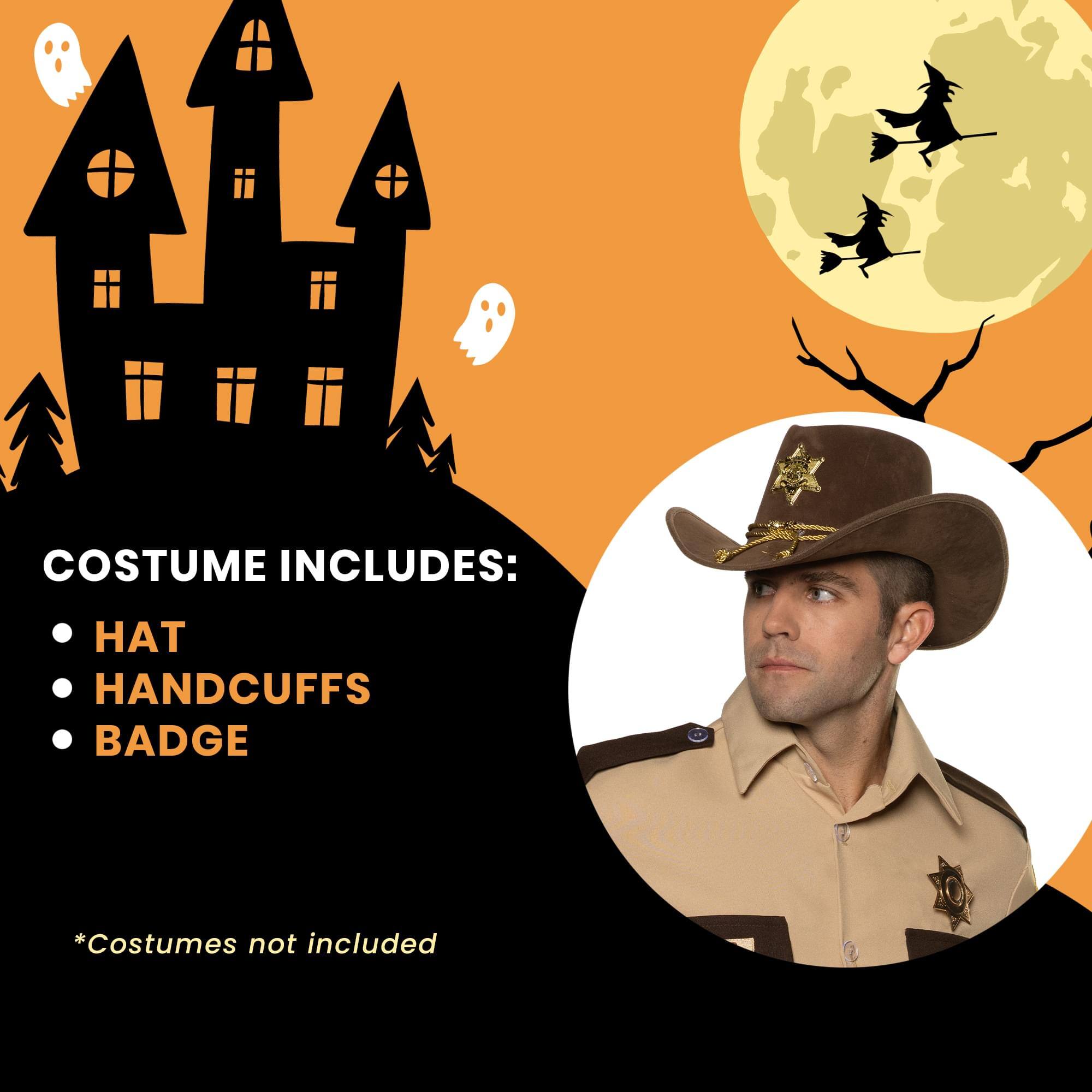 COSTUME INCLUDES:  
- HAT  
- HANDCUFFS  
- BADGE  

*Costumes not included