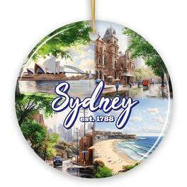 OrnamentallyYou - Illustrated Sydney Australia Ceramic Ornament Travel Souvenir and Christmas Gift - Multi-colored