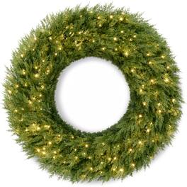 Best Choice Products - 48in Pre-Lit Cedar Cypress Christmas Wreath Twinkling LEDs Outdoor Holiday Decor - Green