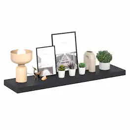Furinno - TANNA Floating Shelves for Wall, 12 x 47 Wall Shelf, Wall Mounted Floating Shelf with Invisible Brackets, Thick Shelf - Americano