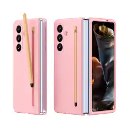 Dteck - Shockproof Full Body Pen Holder Case For Samsung Z Fold 8 Ultra with Stylus & Screen Protector - Pink