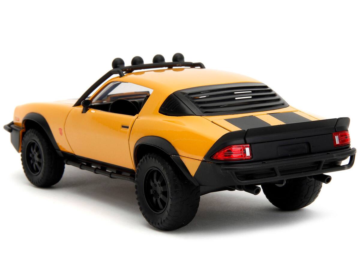 Alt View 1. Jada - 1977 Chevrolet Camaro Off-Road Bumblebee Yellow w/ Black Stripes & Transformers Statue – Rise of the Beasts (2023) 1/24 - Yellow Metallic with Black Stripes.