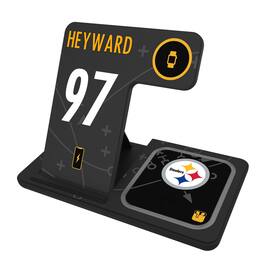 Keyscaper - Cameron Heyward Pittsburgh Steelers Ready 3-in-1 Charging Station - Black