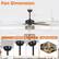 Fan Dimension
6" | 10" | 26.8" | 52"
Mounting Options
- Downrod Mount (4-inch)
- Downrod Mount (10-inch)
- Sloped Ceiling Mount (<15°)
Ideal for Room Size
- More than 350 sq. ft.