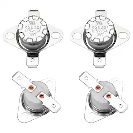 Unique Bargains - 4pcs KSD301 Thermostat 155°C/311°F 16A Normally Closed N.C Adjust Snap Disc Temperature Switch Ceramic - Silver