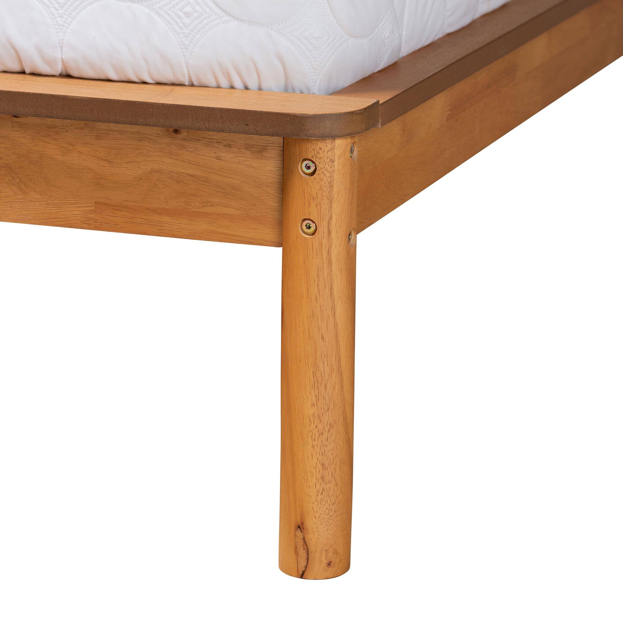Back. Baxton Studio - Efren Mid-Century Modern Honey Oak Finished Wood King Size Bed Frame - Honey Oak.