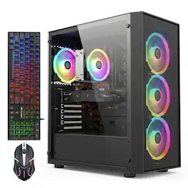 STGAubron - Gaming PC Computer Desktop, AMD Ryzen 7 5700X up to 4.6Ghz, GeForce RTX 3050 6G, 16G DDR4 RAM, 1TB SSD, WIN11H - Black