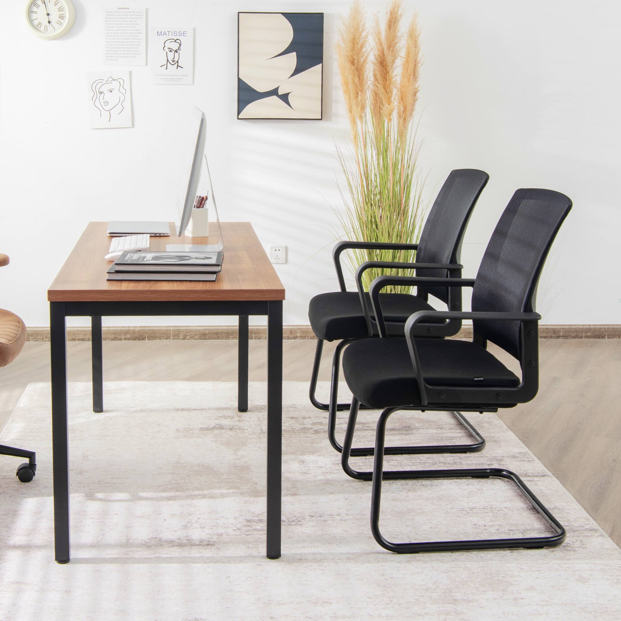 Alt View 3. Costway - Costway Set of 4 Conference Chairs Mesh Reception Office Guest Chairs w/ Lumbar Support - Black.