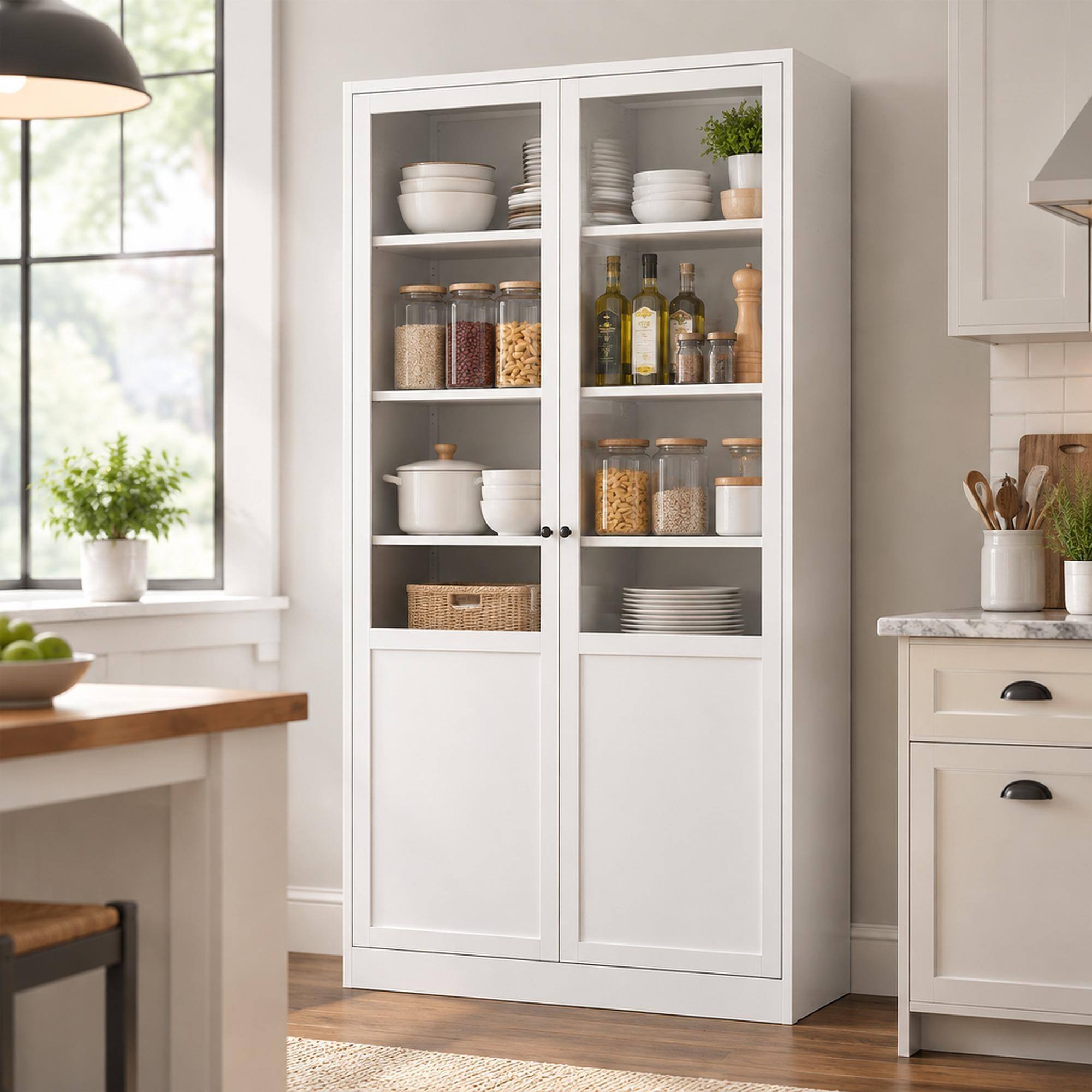 RYHNUYNE 72 Inch Metal Kitchen Pantry Cabinet with Adjustable Shelves ...