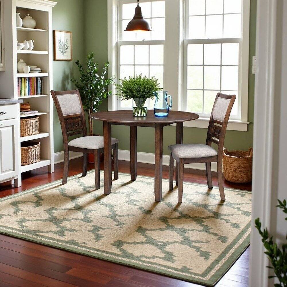 Left. FurniFact - Wood Round Dining Table for 2 – Small Table and Chairs Set for Kitchen - Cherry.