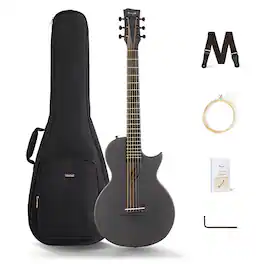 Enya - NOVA GO Carbon Fiber 35-Inch Acoustic Travel Guitar, Black - BK