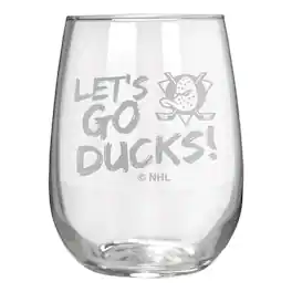 Great American Products - Anaheim Ducks Etched 17oz. Rally Cry Stemless Wine Glass - Multicolor