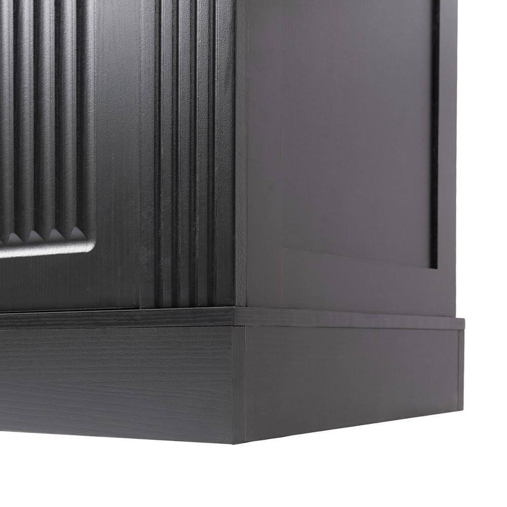 Alt View 10. Kadyn - 63" Fluted Sideboard Buffet with 4 Doors and 3 Drawers for Dining Room - Black - Black.