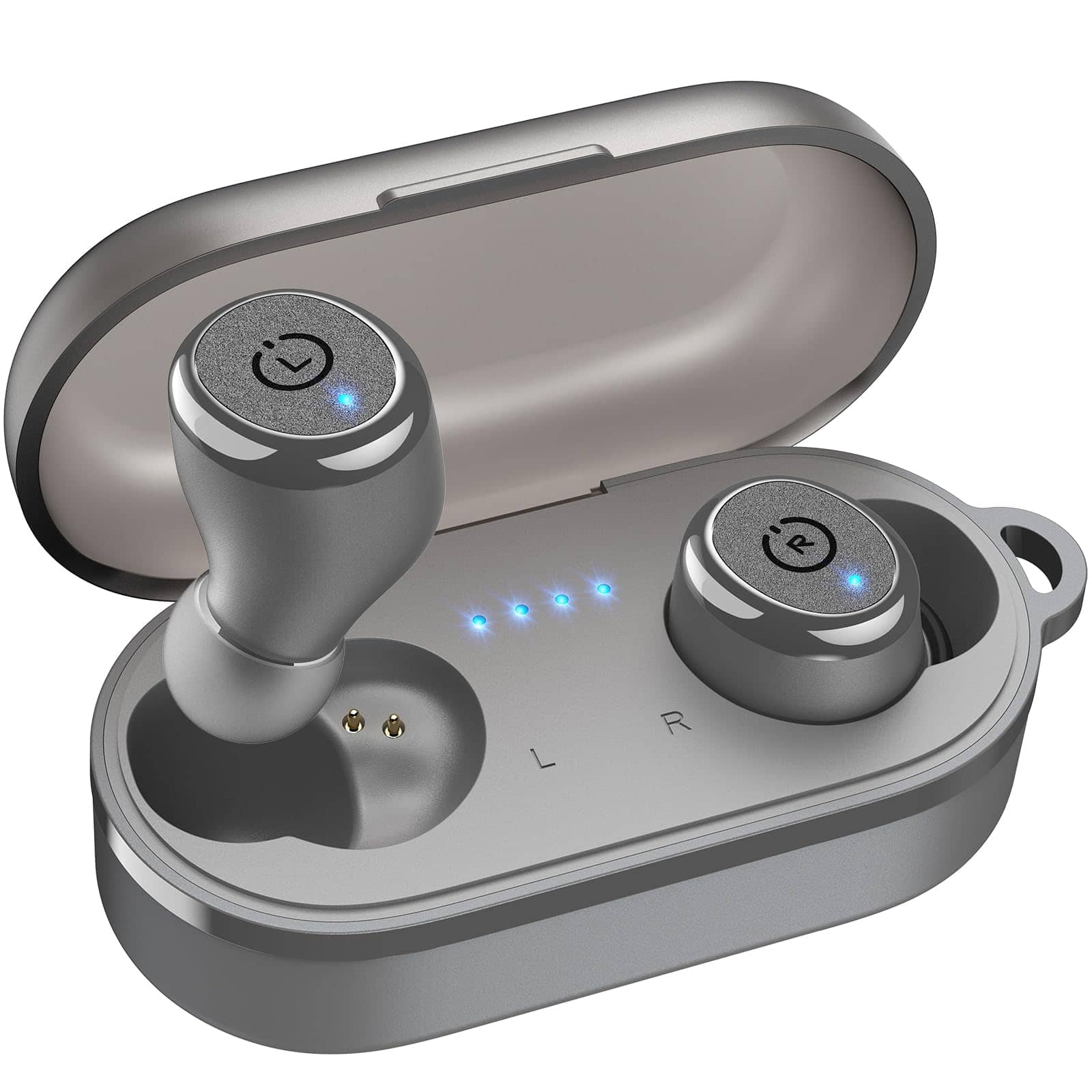 Front. TOZO - TOZO 2026 Latest T10 Lightweight Earbuds -OrigX 2.0 Acoustics, 55H, APP-32EQ, Wireless Charging, IPX8, Touch Control - Gray.