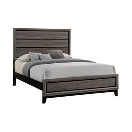 Manhattan Lane - Mela California King Size Panel Bed, Grooved Design - Gray, Black