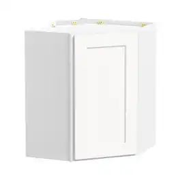 Boyel Living - 24-Inch W x 30-Inch H x 24-Inch D Shaker Soft-Close Diagonal Corner Wall Cabinet - Creamy White