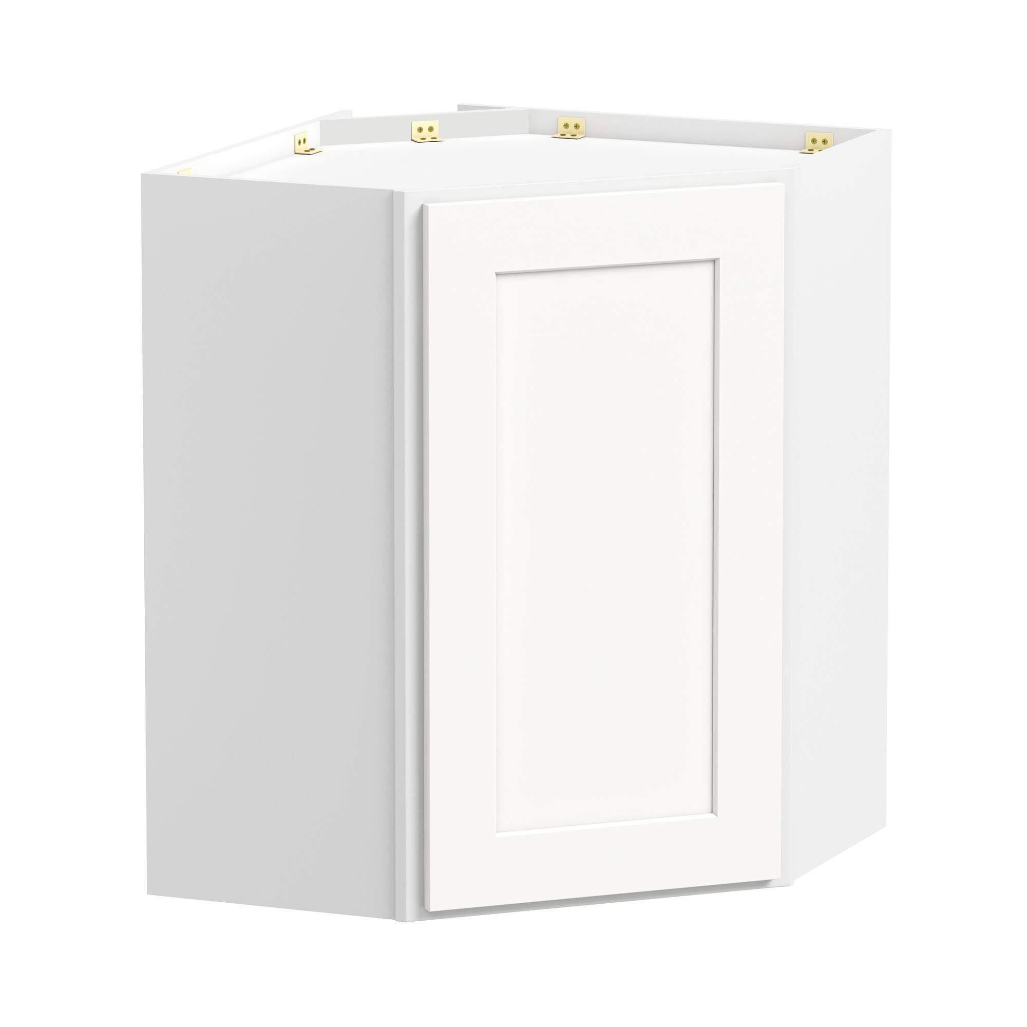 Front. Boyel Living - 24-Inch W x 30-Inch H x 24-Inch D Shaker Soft-Close Diagonal Corner Wall Cabinet - Creamy White.