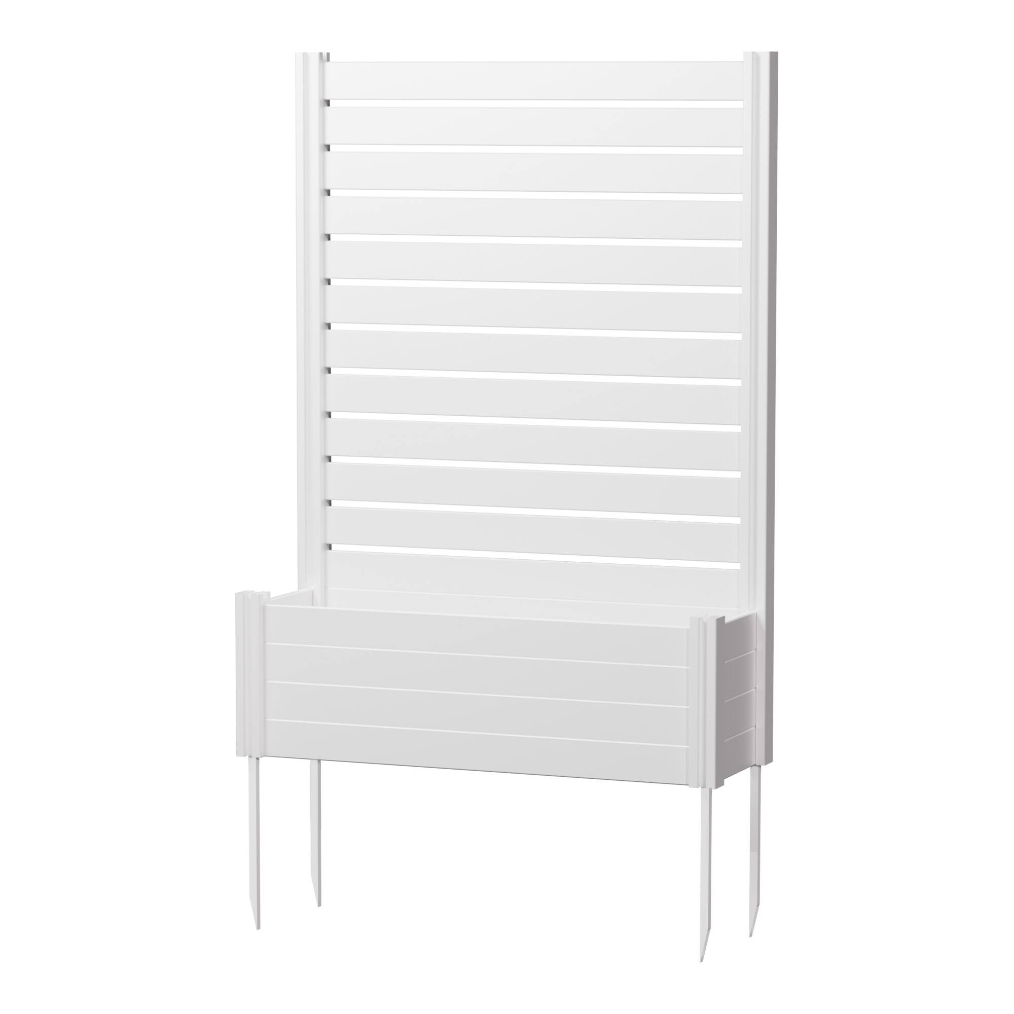 Angle. PexFix - 71 in. x 47 in. x 11.8 in.Rectangle Vinyl PVC Planter Box Raised Garden Beds with Trellis-Ideal for Backyard - White.