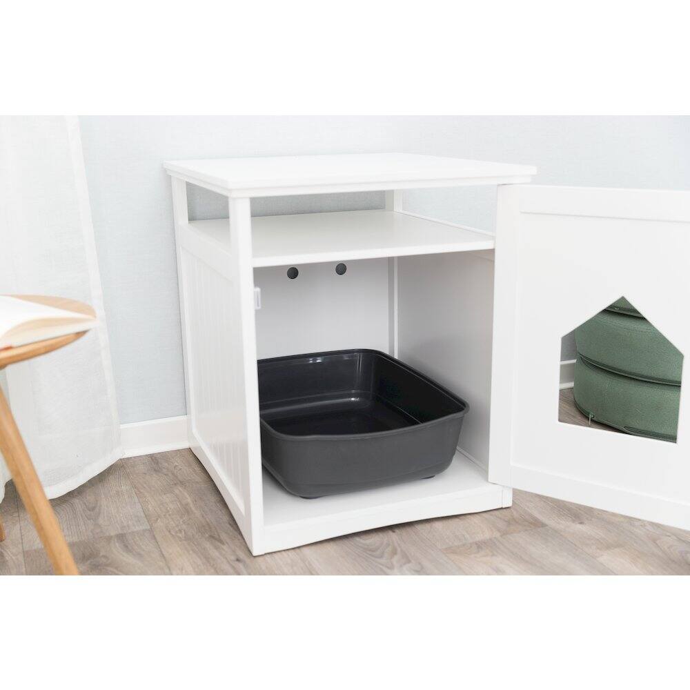 Alt View 1. TRIXIE - Litter Box Enclosure Hide Litter Boxes Storage Drawer Indoor Cat Home - White.