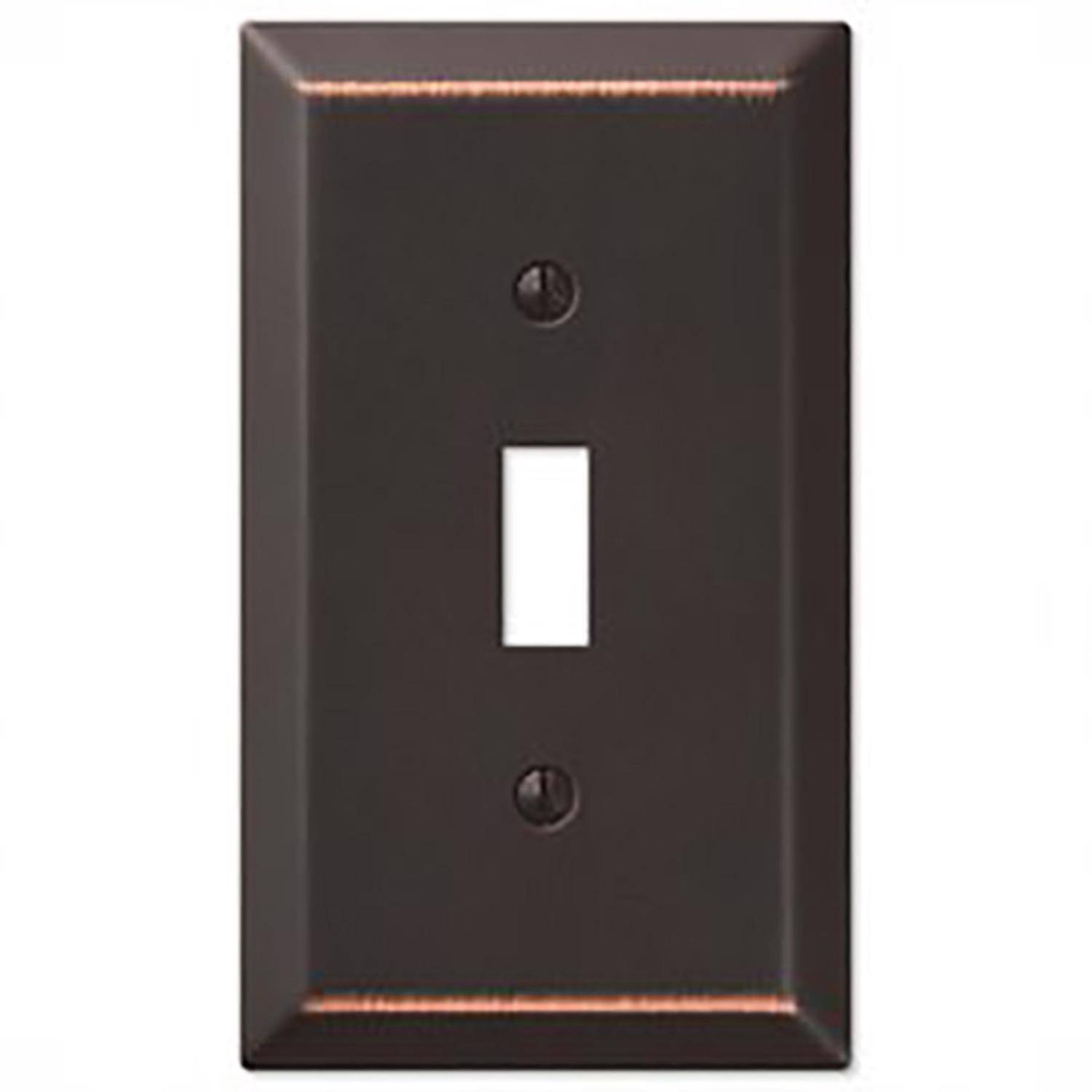 Angle. AMERELLE - Amerelle Century Aged Bronze 1 gang Stamped Steel Toggle Wall Plate 1 pk - Bronze.