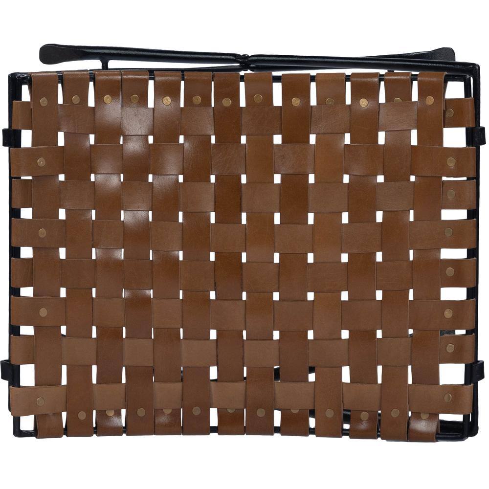 Back. Butler Specialty - Karma Woven Leather Stool - Medium Brown.