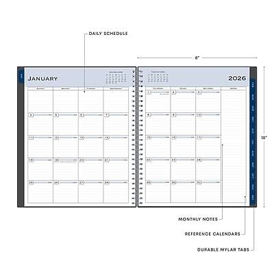 DAILY SCHEDULE  
8 JANUARY 2026  

MONTHLY NOTES  
REFERENCE CALENDARS  
DURABLE MYLAR TABS  

JANUARY  
2026  

8" x 10"