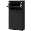Front. Homcom - Shoe Storage Cabinet with 3 Flip Drawers and Adjustable Shelves for 12-18 Pairs of Shoes - Black.
