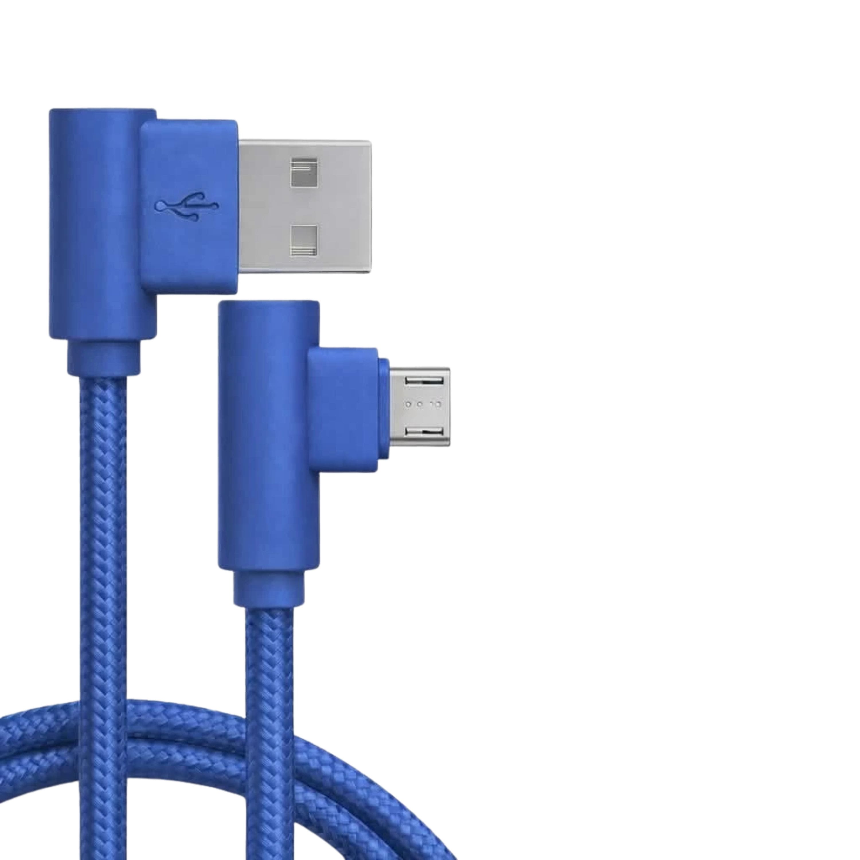 Kitcheniva - 90 Right Degree Angle Fast Charge Micro USB Cable Power Sync L Shape Cord 10ft Pack Of 2 - Blue