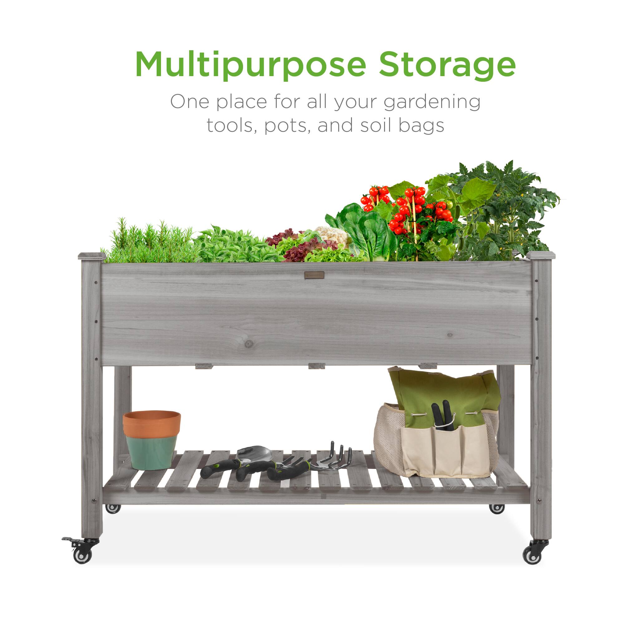 Multipurpose Storage  
One place for all your gardening tools, pots, and soil bags