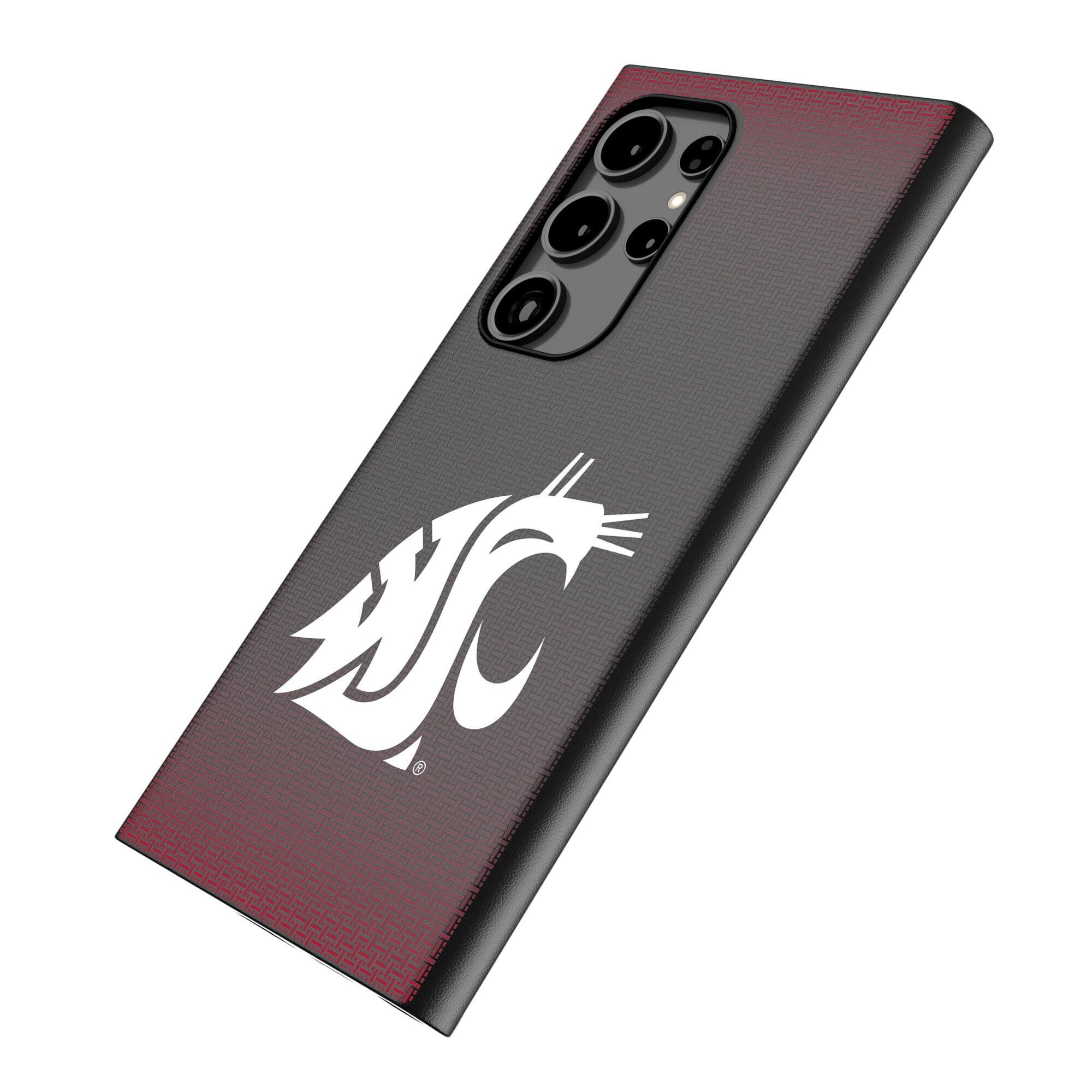 Alt View 1. Keyscaper - Washington State Cougars Linen Galaxy Magnetic Bump Case - S24 Ultra - Black.