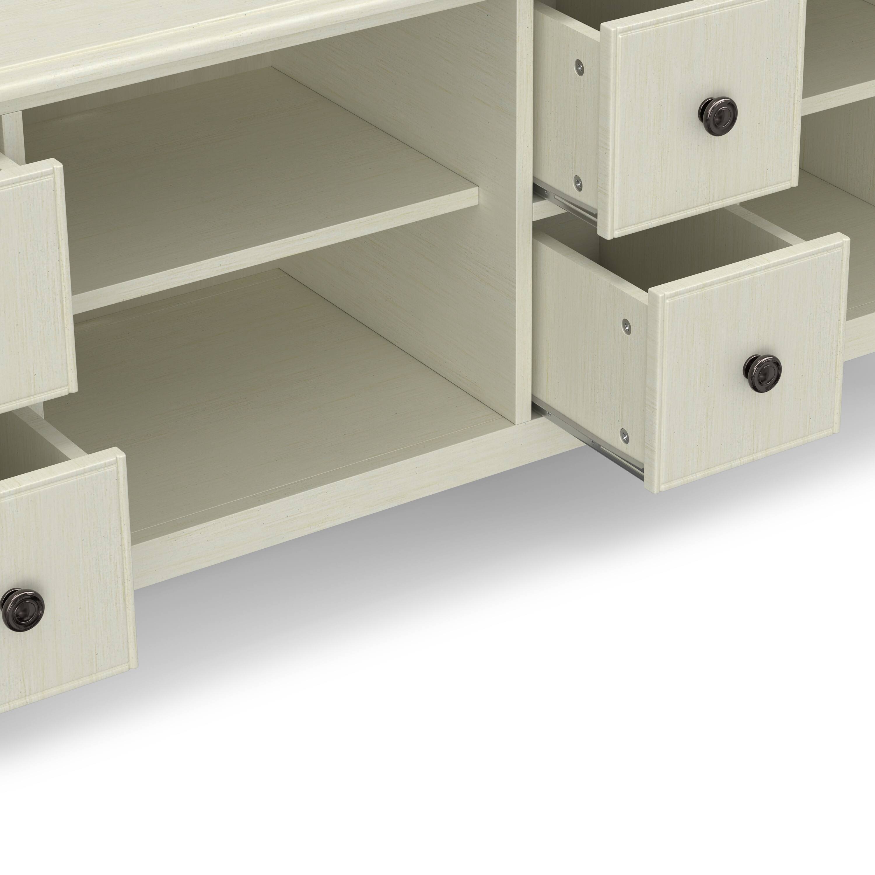 Alt View 5. Simpli Home - Connaught 72W Low TV Stand with Drawers, Doors and Shelves - Antique White.