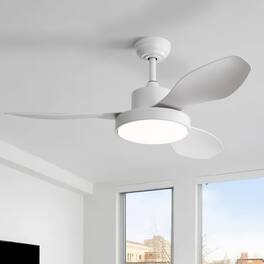 Sofucor - 47 Inch Ceiling Fans with Lights & Remote 6-Speeds Noiseless Reversible DC Motor 3CCT for Outdoor Indoor Farmhouse Patio - White