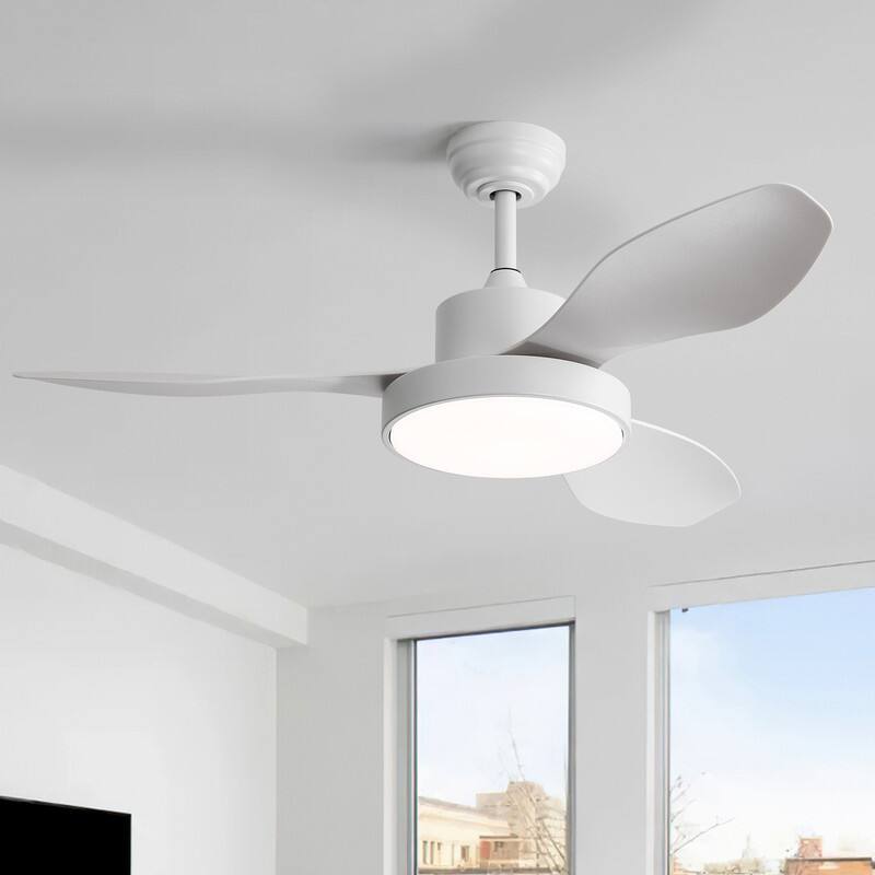 Front. Sofucor - 47 Inch Ceiling Fans with Lights & Remote 6-Speeds Noiseless Reversible DC Motor 3CCT for Outdoor Indoor Farmhouse Patio - White.