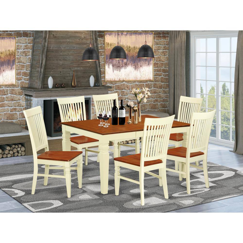 Back. East West Furniture - Dining Room Set Buttermilk & Cherry - Brown.