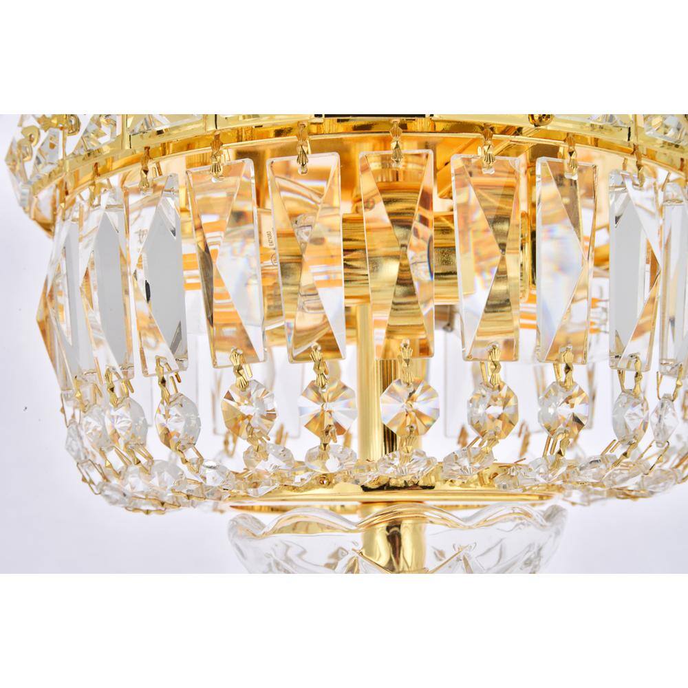 Alt View 2. Elegant Lighting - Tranquil 2 light Gold Flush Mount Clear Royal Cut Crystal - Gold.