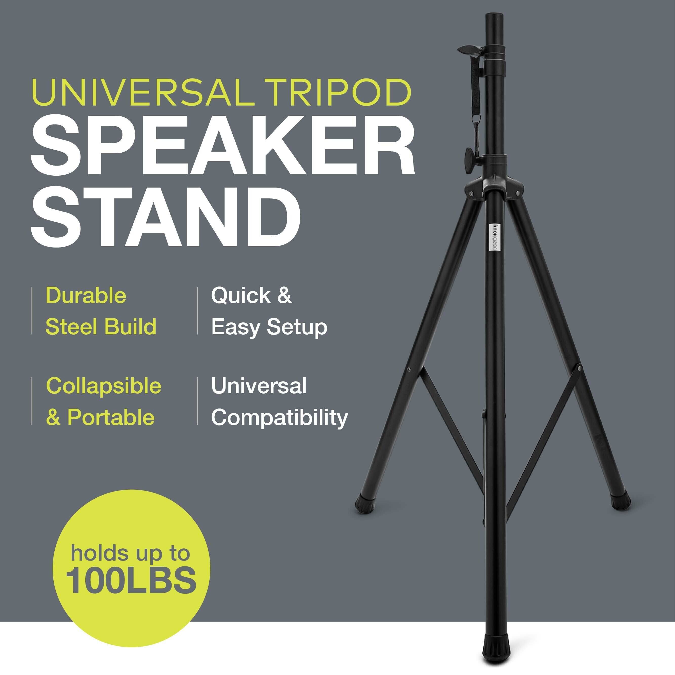 UNIVERSAL TRIPOD SPEAKER STAND

- Durable Steel Build
- Quick & Easy Setup
- Collapsible & Portable
- Universal Compatibility
- Holds up to 100LBS