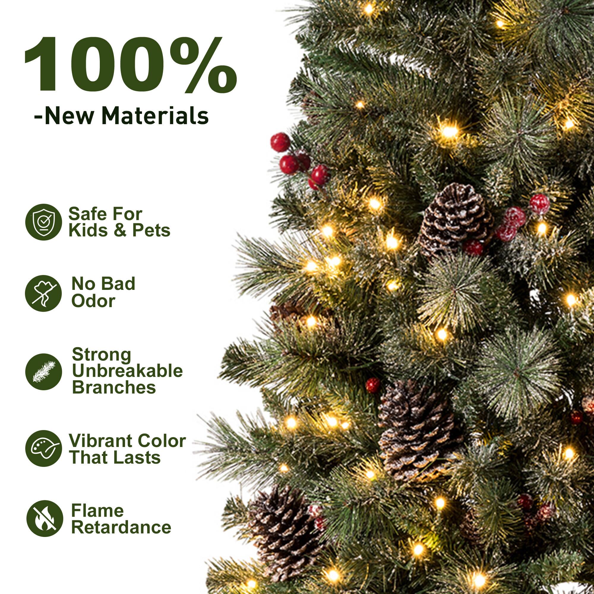 100% - New Materials  
Safe For Kids & Pets  
No Bad Odor  
Strong Unbreakable Branches  
Vibrant Color That Lasts  
Flame Retardance