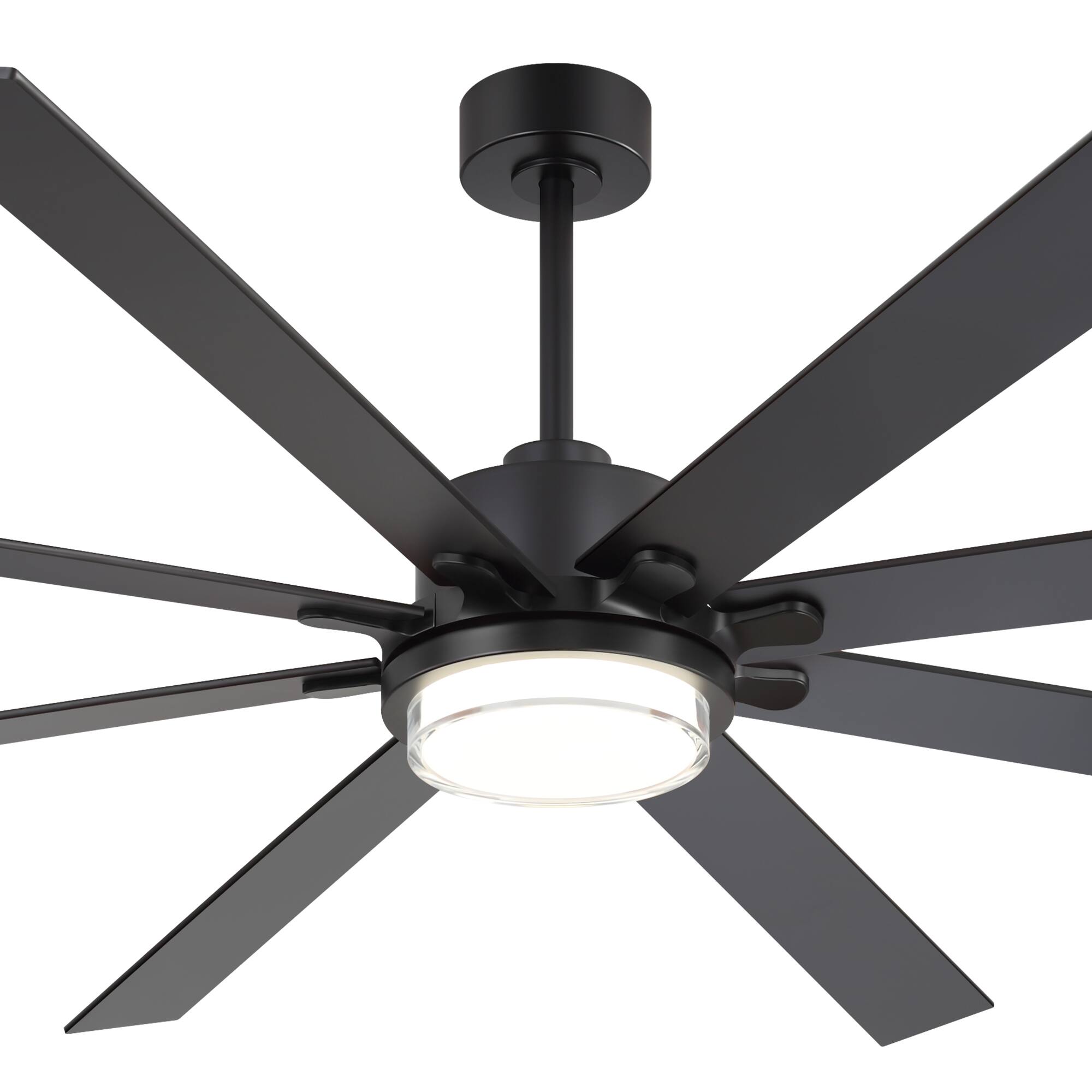 Alt View 8. Breezary - 80-Inch LED Ceiling Fan with Light, 8 Plywood Blades, DC Motor, Includes 6/12/23.4-Inch Downrods, Remote Control - matte black.