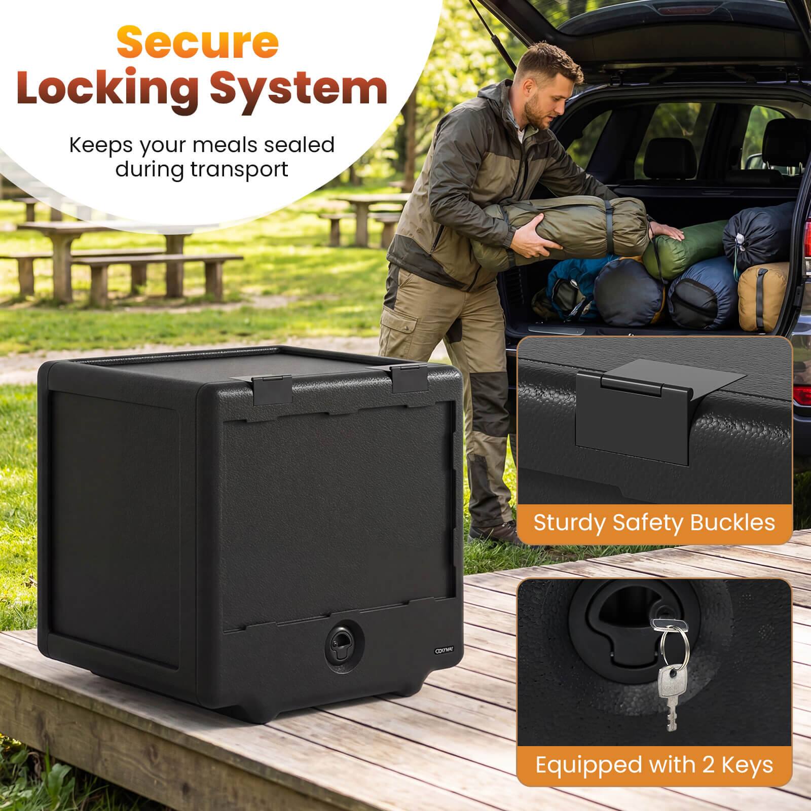 Secure Locking System  
Keeps your meals sealed during transport  

Sturdy Safety Buckles  

Equipped with 2 Keys