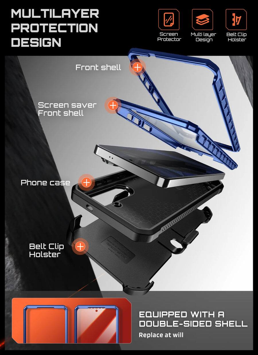 MULTILAYER PROTECTION DESIGN

Screen Multi layer Protector Design AE Belt Clip Holster Front shell + Screen saver Front shell + Phone case + Belt Clip Holster + EQUIPPED WITH A DOUBLE-SIDED SHELL Replace at will

- Screen Protector
- Multi layer Design
- Belt Clip Holster

Front shell

Screen saver Front shell

Phone case

Belt Clip Holster

EQUIPPED WITH A DOUBLE-SIDED SHELL
Replace at will