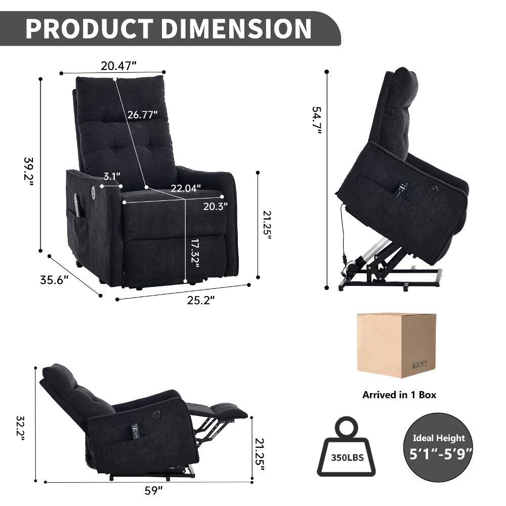 PRODUCT DIMENSION

39.2" 35.6"
20.47" 26.77" 3.1" 22.04" 20.3" 17.32" 25.2"
21.25"
54.7"

32.2"
59"
21.25"

Arrived in 1 Box
Ideal Height 350LBS 5'1"-5'9"