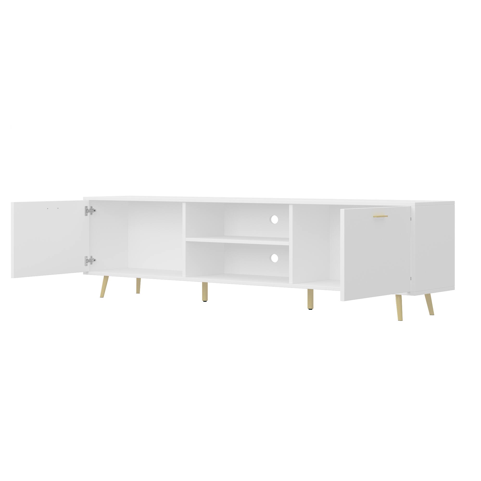 Angle. FUFU & GAGA - FUFU&GAGA Modern Media Console - 80" TV Compatibility, Storage Cabinets & Sleek Design White - White.