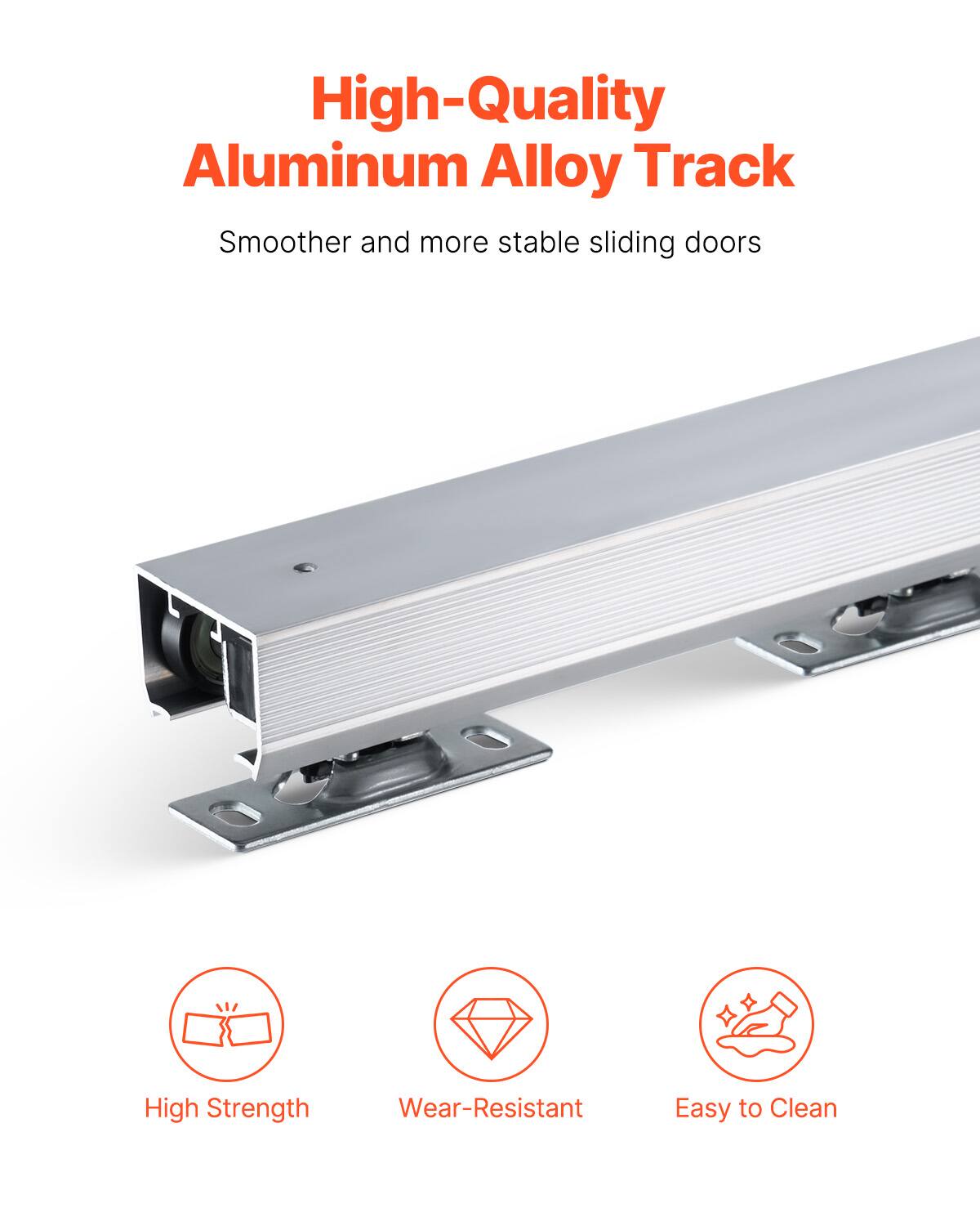 High-Quality Aluminum Alloy Track  
Smoother and more stable sliding doors  
High Strength  
Wear-Resistant  
Easy to Clean