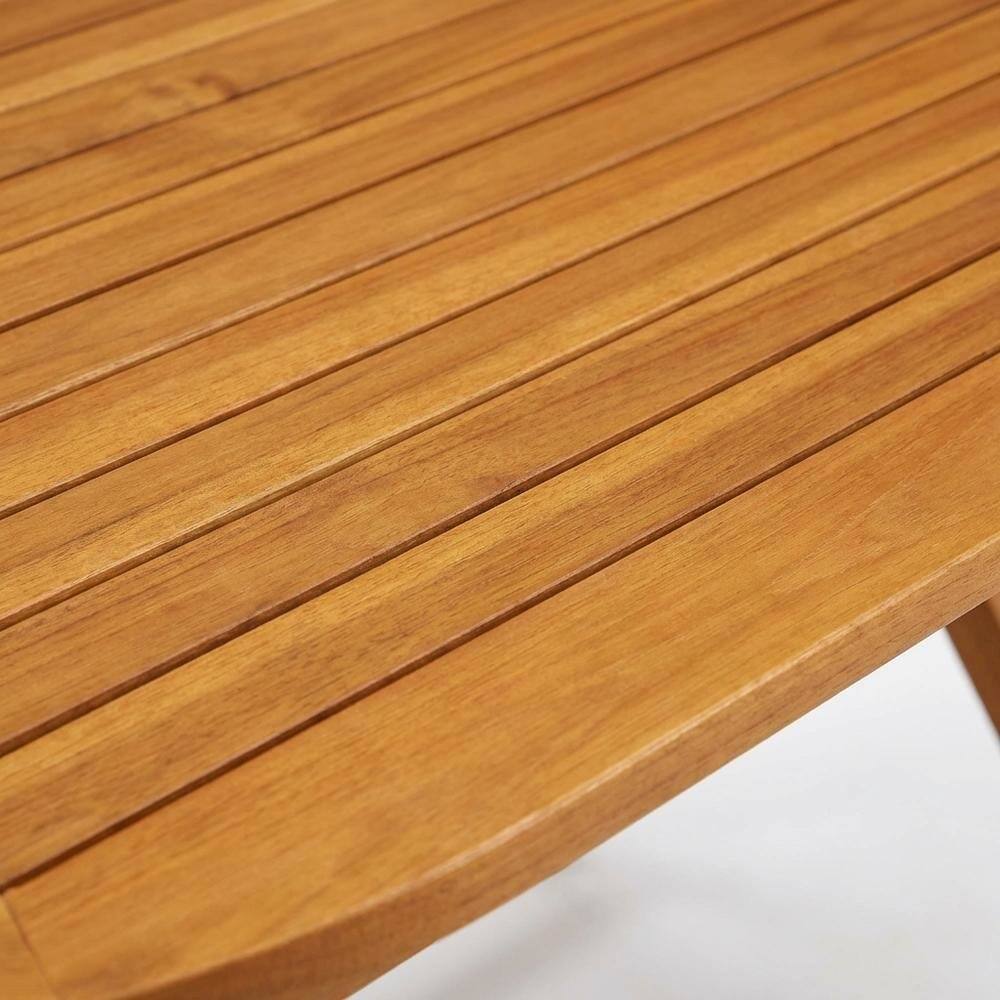 Alt View 1. Outdoor Escape - Oil-Finish Wooden Patio Dining Table Set with 4 Outdoor Chairs - Brown.
