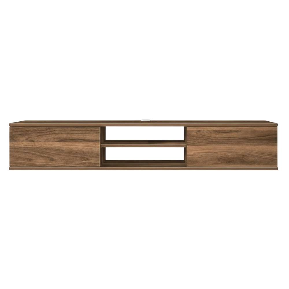 Alt View 3. FurniFact - Brown Floating TV Stand with Wall Mount and Modern Storage Design - Brown.